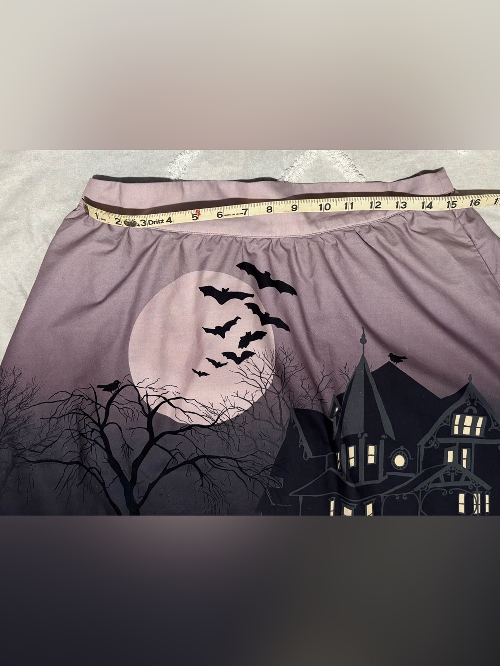 MODCLOTH circle skirt HALLOWEEN GRAVEYARD whimsygoth SPOOKY GIRL pinup LARGE - Picture 5 of 7